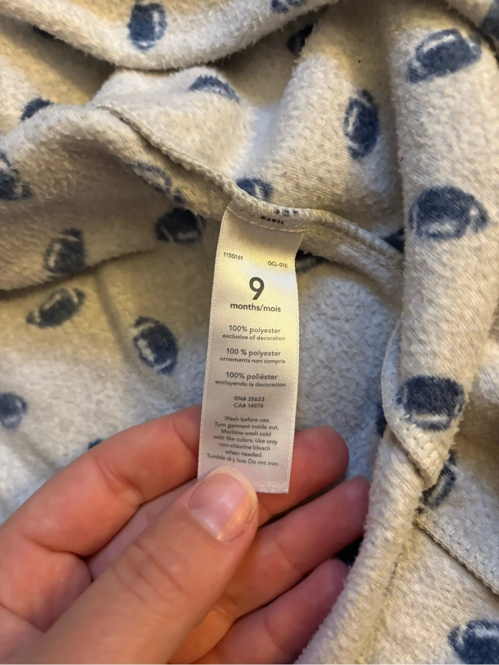 Carter's Gray Footed One-Piece with Navy Football Print